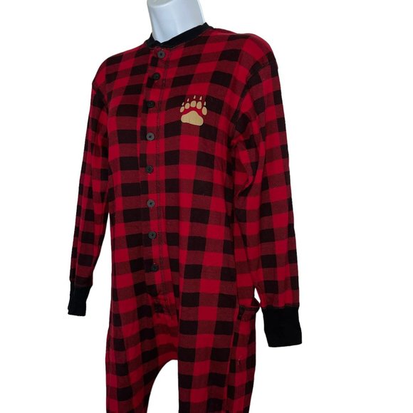 Lazy One Flap Jack Pajamas Womens S Bear Cheeks Holiday Christmas Buffalo Check - Picture 5 of 11
